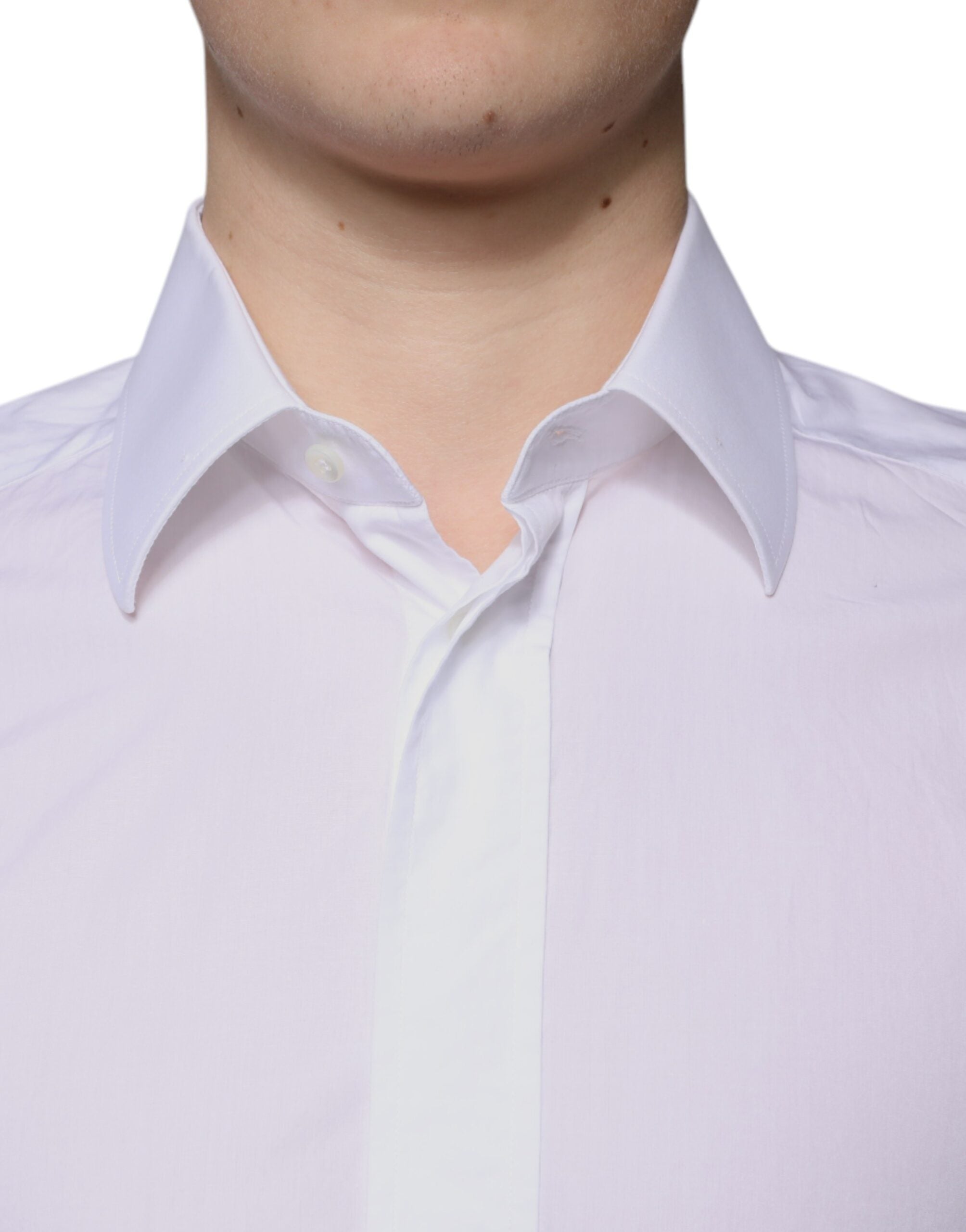 Dolce & Gabbana White Slim Fit Men's Shirt GOLD made of Cotton